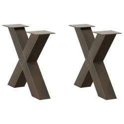 Pieds de table basse en forme de X, 2 pièces, acier naturel, 50 x (42-43) cm 568267568267