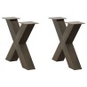 Pieds de table basse en forme de X, 2 pièces, acier naturel, 50 x (42-43) cm 568267568267