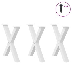 Pieds de table à manger en forme de X, 3 pièces, blanc, 70 x (72-73) cm, acier 568284568284