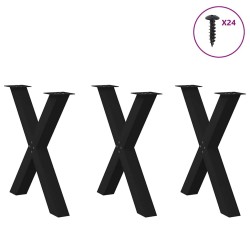 Pieds de table à manger en forme de X, 3 pièces, noir, 70 x (72-73) cm, acier 568292568292