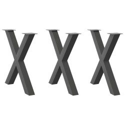 Pieds de table à manger en forme de X, 3 pièces, anthracite, 70 x (72-73) cm, acier 568293568293
