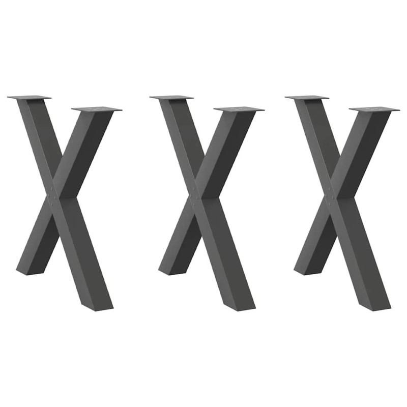 Pieds de table à manger en forme de X, 3 pièces, anthracite, 70 x (72-73) cm, acier 568293568293