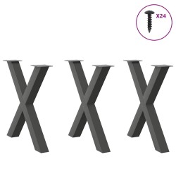Pieds de table à manger en forme de X, 3 pièces, anthracite, 70 x (72-73) cm, acier 568293568293