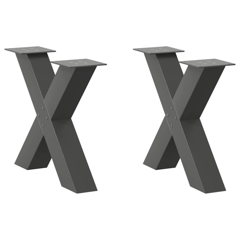 Pieds de table basse en forme de X, 2 pièces, anthracite, 60 x (42-43) cm, acier 568296568296
