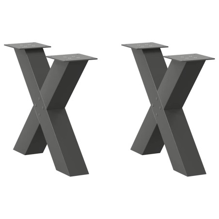 Pieds de table basse en forme de X, 2 pièces, anthracite, 60 x (42-43) cm, acier 568296568296