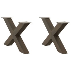 Pieds de table basse en forme de X, 2 pièces, acier naturel, 70 x (42-43) cm 568297568297