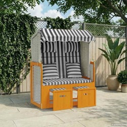 Strandkorb avec coussins résine tressée bois solide blanc gris 568300568300