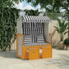 Strandkorb avec coussins résine tressée bois solide blanc gris 568300568300