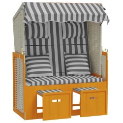 Strandkorb avec coussins résine tressée bois solide blanc gris 568300568300