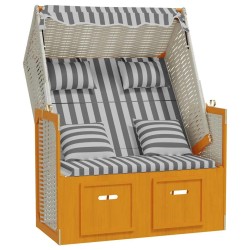 Strandkorb avec coussins résine tressée bois solide blanc gris 568300568300