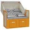 Strandkorb avec coussins résine tressée bois solide blanc gris 568300568300