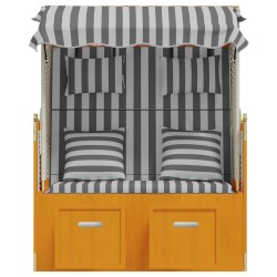 Strandkorb avec coussins résine tressée bois solide blanc gris 568300568300