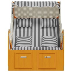 Strandkorb avec coussins résine tressée bois solide blanc gris 568300568300