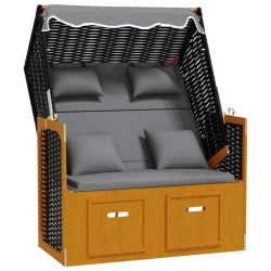 Strandkorb coussin résine tressée bois solide noir anthracite 568302568302
