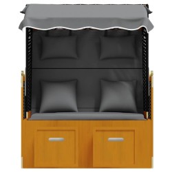Strandkorb coussin résine tressée bois solide noir anthracite 568302568302