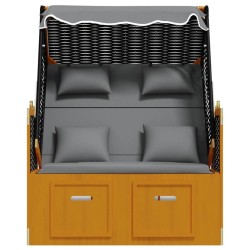 Strandkorb coussin résine tressée bois solide noir anthracite 568302568302