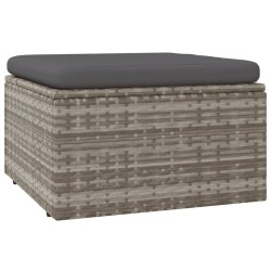 Repose-pied de jardin et coussin Gris 55x55x30cm Résine tressée 568303568303