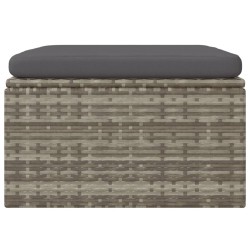 Repose-pied de jardin et coussin Gris 55x55x30cm Résine tressée 568303568303