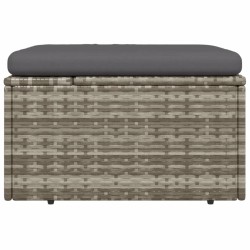 Repose-pied de jardin et coussin Gris 55x55x30cm Résine tressée 568303568303