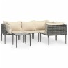Salon de jardin 5 pcs avec coussins Gris Résine tressée 568304568304