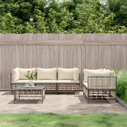 Salon de jardin 6 pcs avec coussins anthracite résine tressée 568306568306