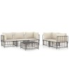Salon de jardin 6 pcs avec coussins anthracite résine tressée 568306568306