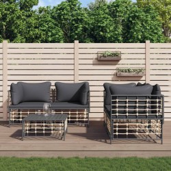 Salon de jardin 5 pcs avec coussins anthracite résine tressée 568309568309