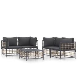 Salon de jardin 5 pcs avec coussins anthracite résine tressée 568309568309