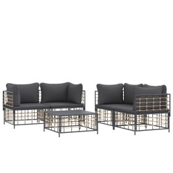 Salon de jardin 5 pcs avec coussins anthracite résine tressée 568309568309