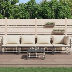 Salon de jardin 5 pcs avec coussins anthracite résine tressée 568311568311