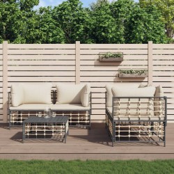 Salon de jardin 5 pcs avec coussins anthracite résine tressée 568312568312