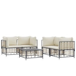 Salon de jardin 5 pcs avec coussins anthracite résine tressée 568312568312
