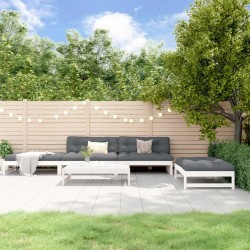 Salon de jardin 5 pcs blanc bois massif de pin 568314568314