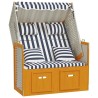 Strandkorb avec coussins Résine tressée bois solide blanc bleu 568315568315