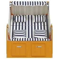 Strandkorb avec coussins Résine tressée bois solide blanc bleu 568315568315