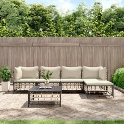 Salon de jardin 6 pcs avec coussins anthracite résine tressée 568321568321