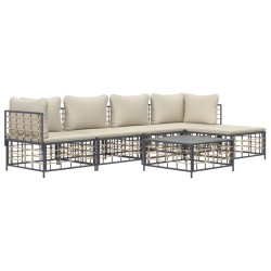 Salon de jardin 6 pcs avec coussins anthracite résine tressée 568321568321