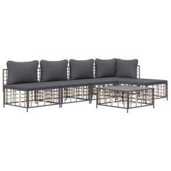 Salon de jardin 6 pcs avec coussins anthracite résine tressée 568322568322