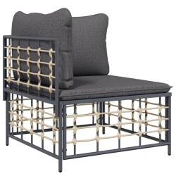 Salon de jardin 6 pcs avec coussins anthracite résine tressée 568322568322