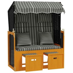 Strandkorb avec coussins Résine tressée bois solide Noir gris 568323568323