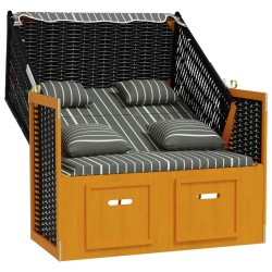 Strandkorb avec coussins Résine tressée bois solide Noir gris 568323568323