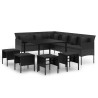 Ensemble à manger de jardin coussins 6pcs noir résine tressée 568325568325