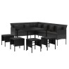 Ensemble à manger de jardin coussins 6pcs noir résine tressée 568325568325