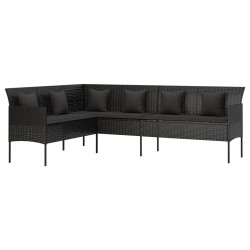 Ensemble à manger de jardin coussins 6pcs noir résine tressée 568325568325