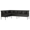 Ensemble à manger de jardin coussins 6pcs noir résine tressée 568325568325