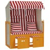 Strandkorb avec coussins Résine tressée bois solide Rouge blanc 568326568326