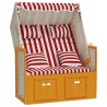 Strandkorb avec coussins Résine tressée bois solide Rouge blanc 568326568326