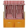 Strandkorb avec coussins Résine tressée bois solide Rouge blanc 568326568326