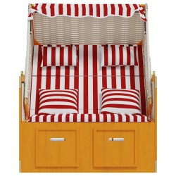 Strandkorb avec coussins Résine tressée bois solide Rouge blanc 568326568326