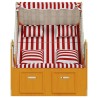 Strandkorb avec coussins Résine tressée bois solide Rouge blanc 568326568326